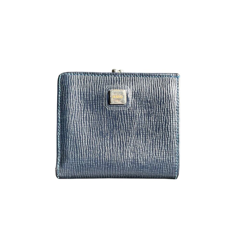 Vintage Gianfranco Ferré Blue Saffiano Leather Wallet